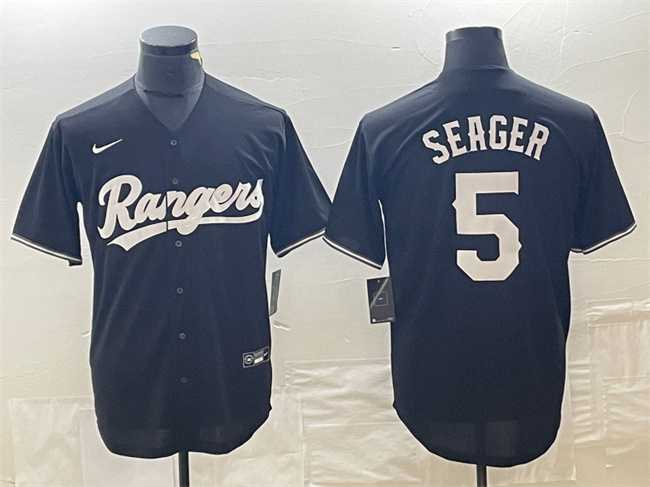 Mens Texas Rangers #5 Corey Seager Black Cool Base Stitched Baseball Jersey